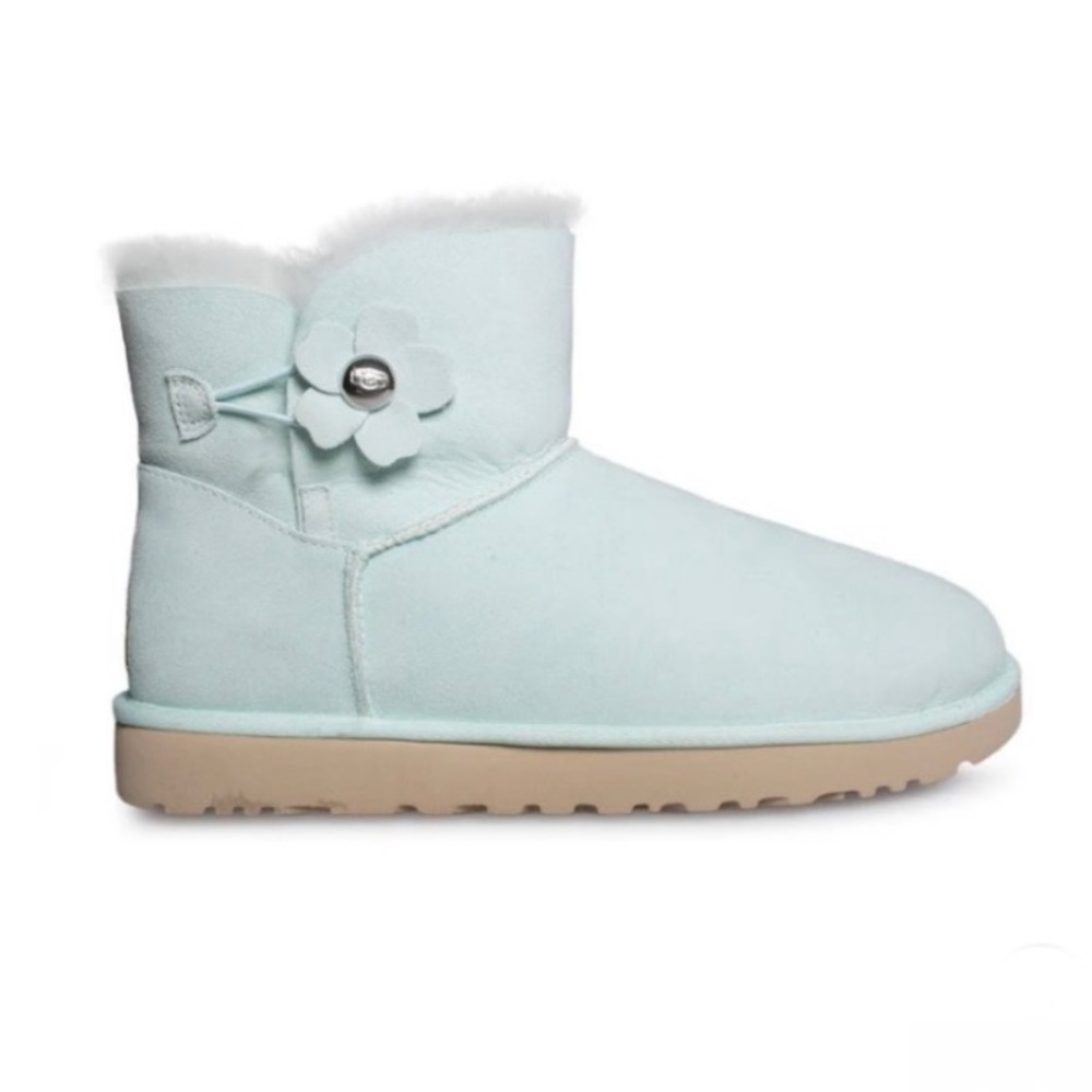 UGG Mini Bailey Button Poppy Boots in Aqua•Size 6
